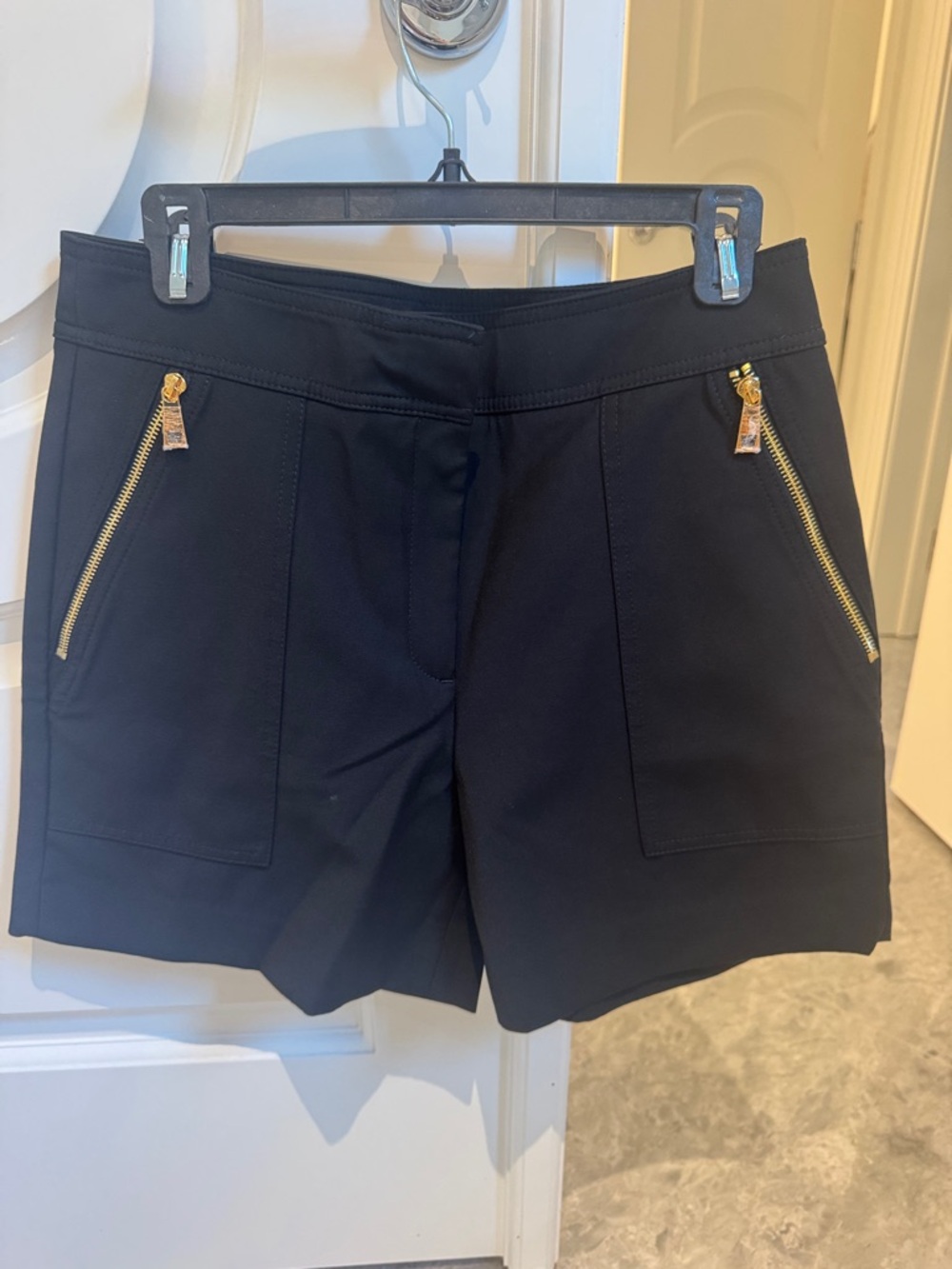 White House Black Market Black Bermuda Shorts with Gold Zippers